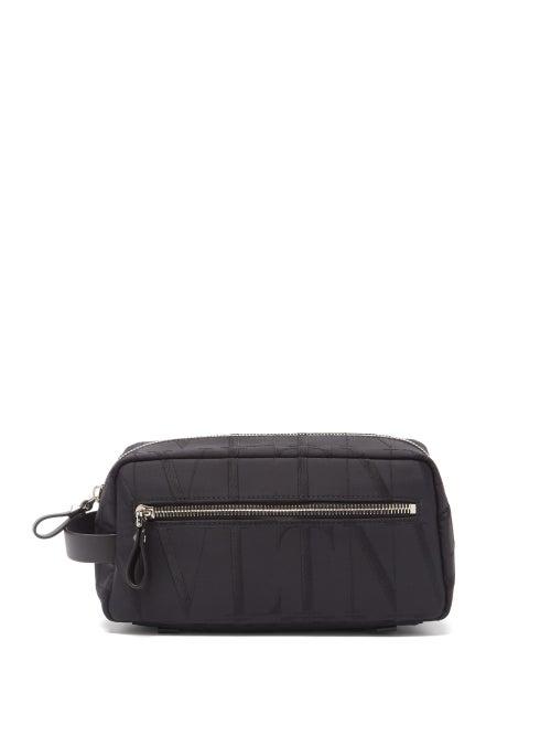 Matchesfashion.com Valentino Garavani - V-logo Embroidered Canvas Wash Bag - Mens - Black