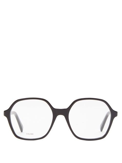 Celine Eyewear - Oversized Square Acetate Glasses - Womens - Black