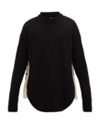 Matchesfashion.com Jil Sander - Crochet-appliqu Rib-knitted Wool-blend Sweater - Mens - Black