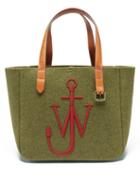 Jw Anderson - Belt Embroidered-anchor Felted Canvas Tote Bag - Mens - Khaki