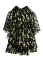 Matchesfashion.com Caroline Constas - Paros Floral Print Silk Crepe Dress - Womens - Black Green