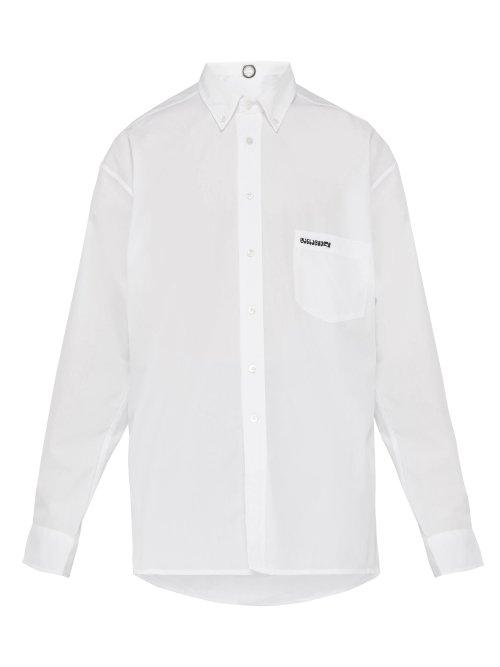 Matchesfashion.com Vetements - Logo Embroidered Cotton Poplin Shirt - Mens - White