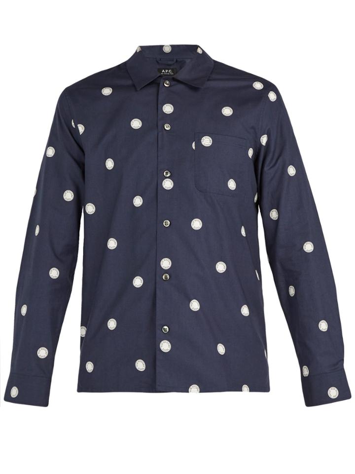 A.p.c. Sun Circle-print Cotton Shirt