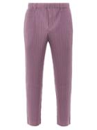 Homme Pliss Issey Miyake - Technical-pleated Slim-leg Trousers - Mens - Purple