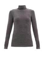 Matchesfashion.com Isabel Marant - Woyela Roll-neck Lurex-jersey Long-sleeved Top - Womens - Black Silver
