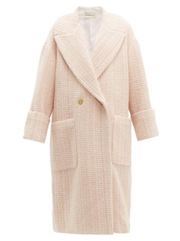 Matchesfashion.com Alexandre Vauthier - Oversized Wool Blend Boucl Tweed Coat - Womens - Light Pink