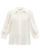 Ladies Rtw Stella Mccartney - Reese Cropped-sleeve Silk-crepe Shirt - Womens - Ivory