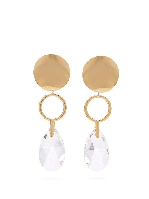 Matchesfashion.com Isabel Marant - Gold Plated Hoop And Crystal Drop Earrings - Womens - Gold