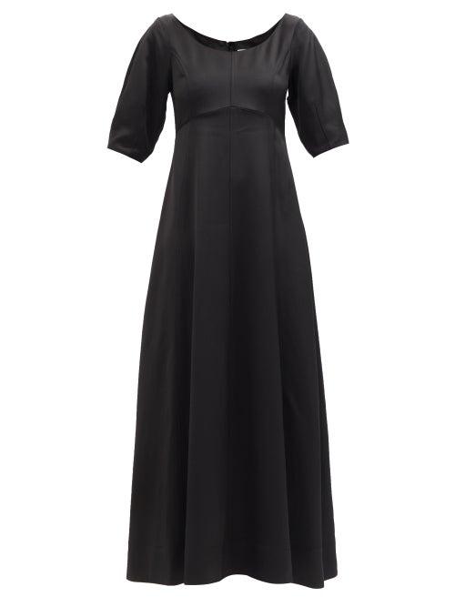 Matchesfashion.com Totme - Puffed-sleeve Twill Maxi Dress - Womens - Black