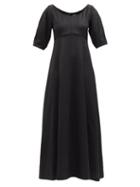 Matchesfashion.com Totme - Puffed-sleeve Twill Maxi Dress - Womens - Black