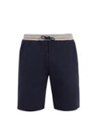 Matchesfashion.com Fendi - Logo Jacquard Tape Trimmed Shorts - Mens - Navy