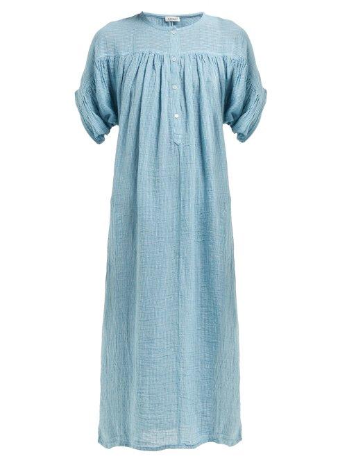 Matchesfashion.com Masscob - Holbox Striped Linen Blend Dress - Womens - Mid Blue
