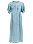 Matchesfashion.com Masscob - Holbox Striped Linen Blend Dress - Womens - Mid Blue