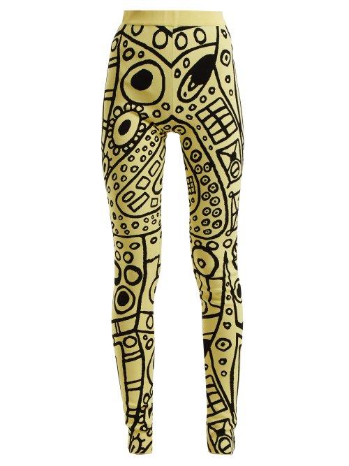 Matchesfashion.com Colville - Abstract Jacquard High Rise Leggings - Womens - Black Yellow