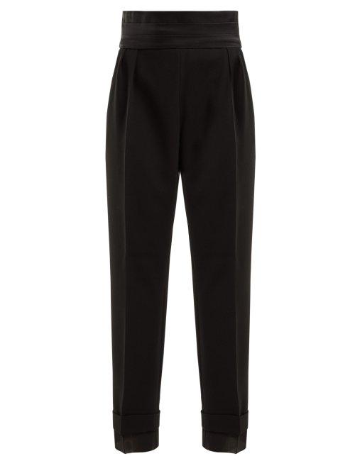 Matchesfashion.com Max Mara - Peplo High Rise Cummerbund Cady Trousers - Womens - Black