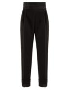 Matchesfashion.com Max Mara - Peplo High Rise Cummerbund Cady Trousers - Womens - Black