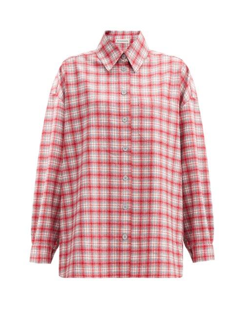 Matchesfashion.com Vika Gazinskaya - Dropped-sleeve Checked Wool-flannel Shirt - Womens - Red Multi