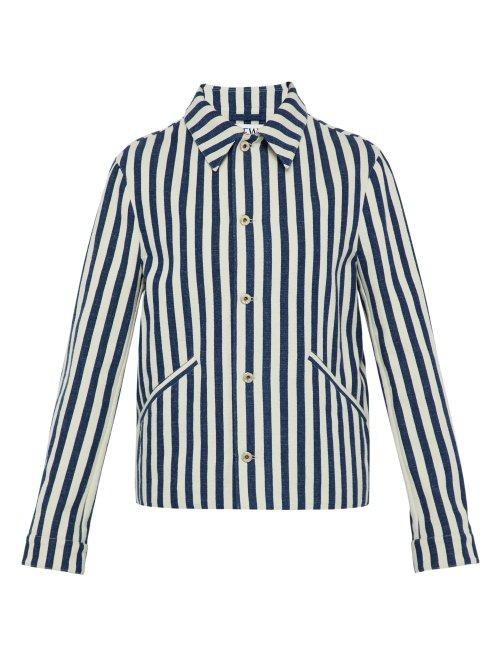 Matchesfashion.com Loewe - Striped Cotton Canvas Jacket - Mens - Navy White