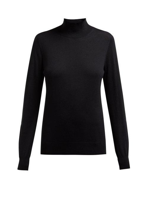Matchesfashion.com Burberry - Windward Logo Intarsia Merino Sweater - Womens - Black
