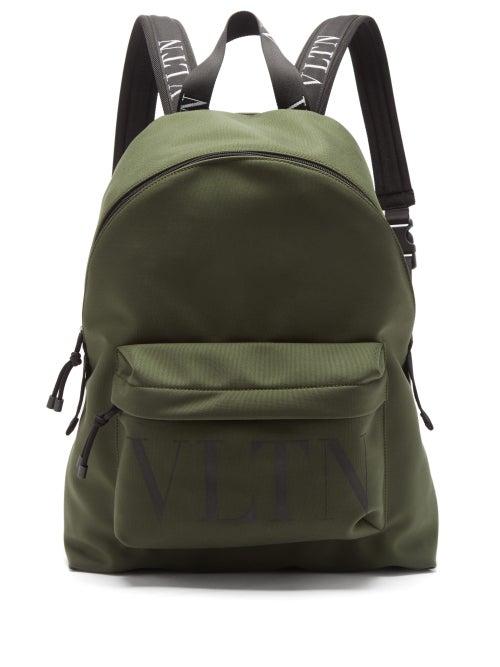 Matchesfashion.com Valentino Garavani - Vltn Logo-print Canvas Backpack - Mens - Khaki