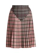 Marco De Vincenzo Pleated Contrast-tartan Wool Skirt