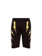 Matchesfashion.com Neil Barrett - Lightning Bolt Print Neoprene Shorts - Mens - Black Yellow