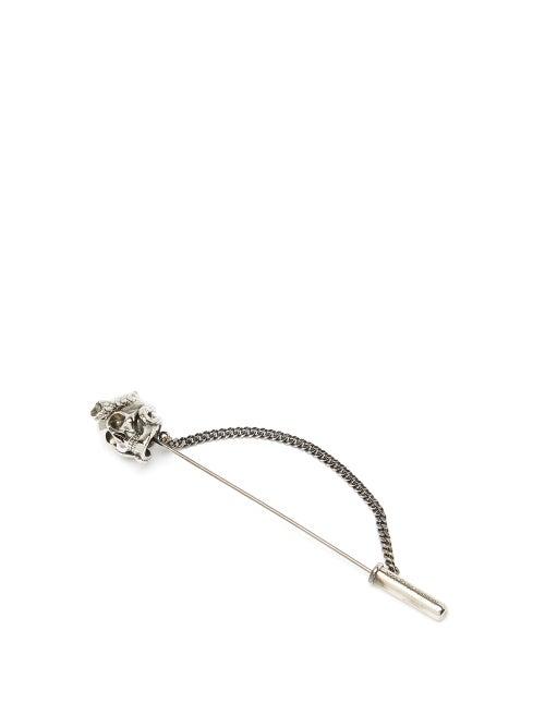 Matchesfashion.com Alexander Mcqueen - Skull And Snake Tie Pin - Mens - Silver