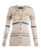 Matchesfashion.com Proenza Schouler - V Neck Ribbed Knit Striped Cardigan - Womens - Cream Stripe