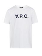 Matchesfashion.com A.p.c. - Flocked Logo Cotton Jersey T Shirt - Mens - White