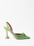 Amina Muaddi - Rosie 95 Crystal-embellished Suede Pumps - Womens - Green