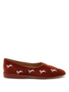 Matchesfashion.com Chlo - Skye Embroidered Velvet Slippers - Womens - Brown