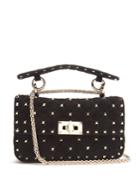 Valentino Rockstud-embellished Quilted-suede Cross-body Bag