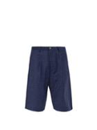 Matchesfashion.com Junya Watanabe - Tropical Check Mid Rise Wool Shorts - Mens - Navy White
