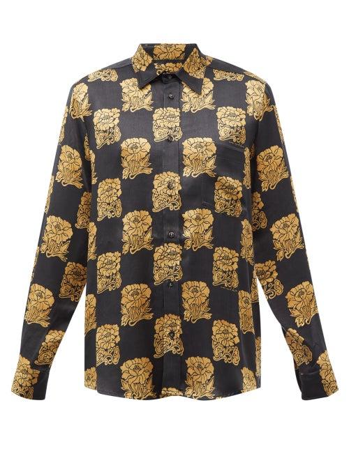 Nanushka - Kaleb Floral-print Twill Shirt - Mens - Black Print