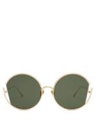 Matchesfashion.com Linda Farrow - Oversized Round Sunglasses - Womens - Gold