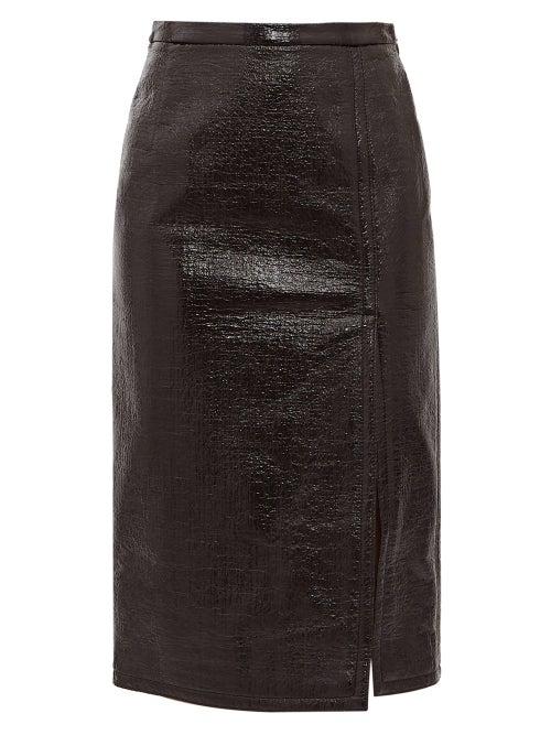 Matchesfashion.com No. 21 - Front Slit Pvc Coated Skirt - Womens - Black