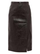 Matchesfashion.com No. 21 - Front Slit Pvc Coated Skirt - Womens - Black