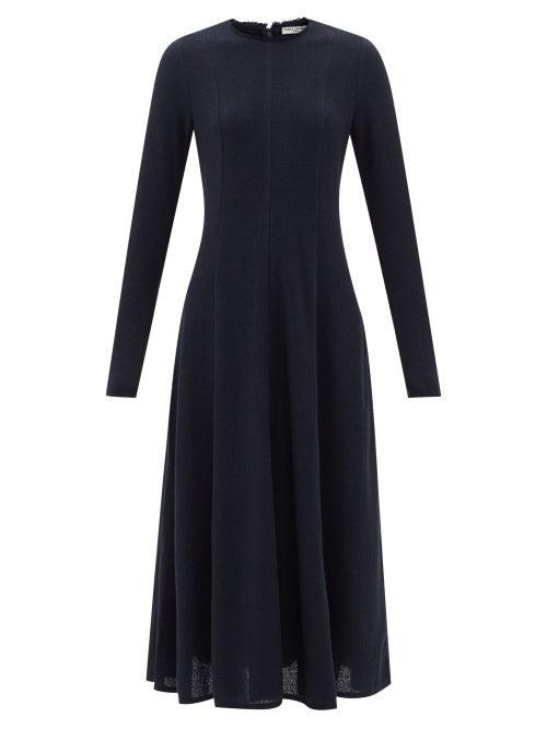 Three Graces London - Lottie Boucl Flared Longline Dress - Womens - Navy
