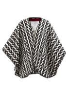 Valentino Garavani - Optical V-print Wool-blend Poncho - Womens - Black White