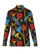 Matchesfashion.com Versace - Gioelleria Jets Print Silk Twill Shirt - Mens - Black