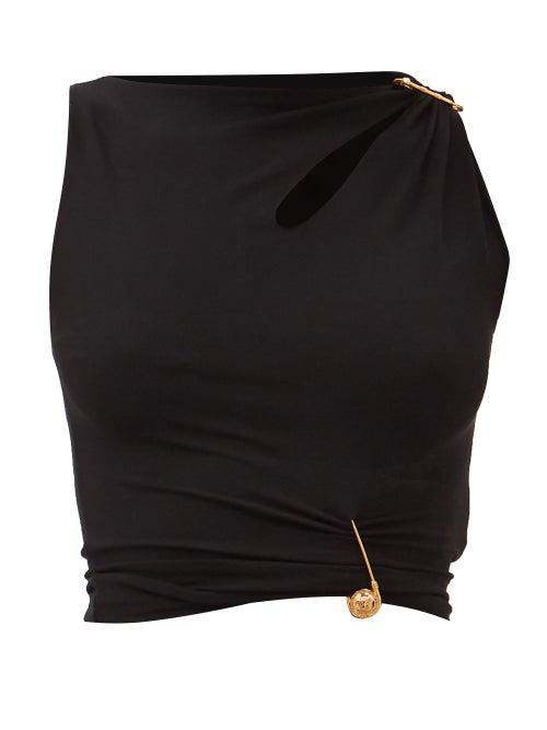 Versace - Safety-pin Embellished Jersey Top - Womens - Black