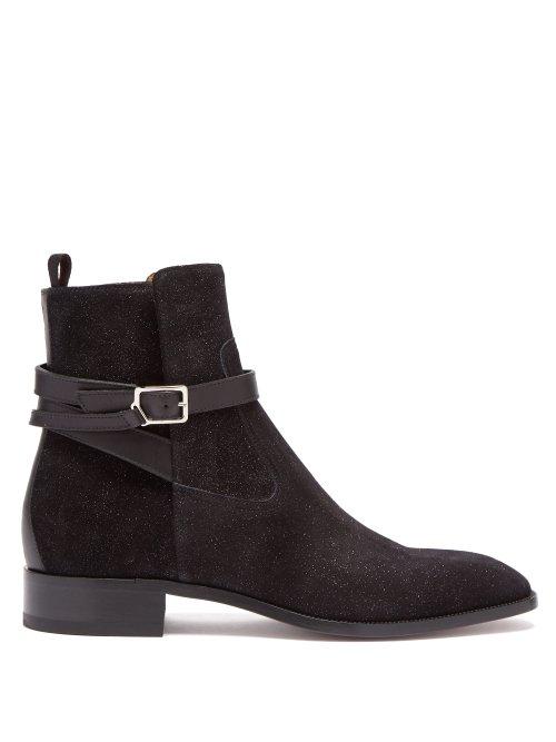 Matchesfashion.com Christian Louboutin - Kiko Glitter Leather Ankle Boots - Mens - Black
