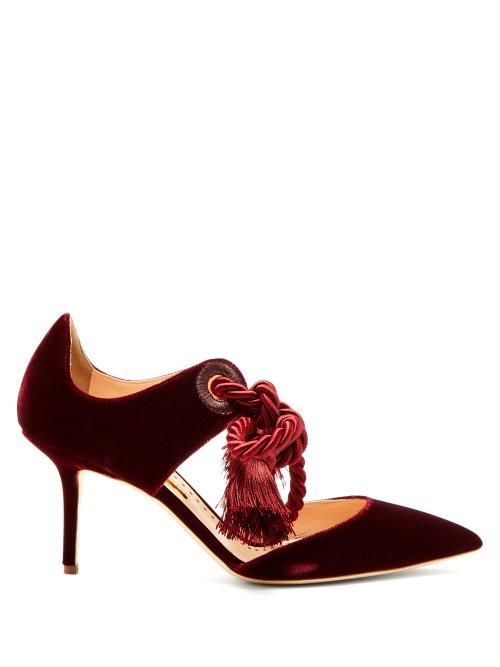 Matchesfashion.com Rupert Sanderson - Azalea Velvet Pumps - Womens - Burgundy