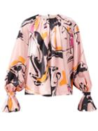 Matchesfashion.com Roksanda - Pia Abstract-print Silk Blouse - Womens - Pink Multi
