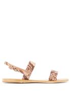Matchesfashion.com Ancient Greek Sandals - Clio Snake Effect Leather Sandals - Womens - Pink Multi