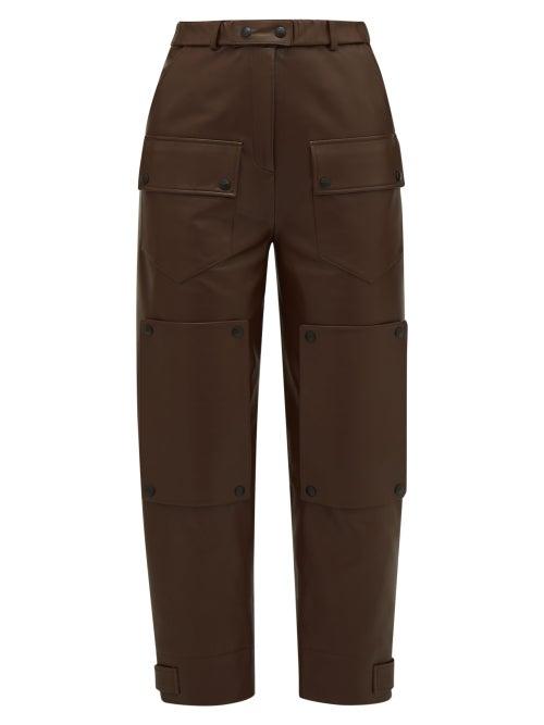Matchesfashion.com Symonds Pearmain - Panelled Leather Trousers - Womens - Brown
