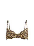 Matchesfashion.com Solid & Striped - The Ginger Leopard-jacquard Underwired Bikini Top - Womens - Gold Multi
