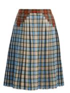 Marco De Vincenzo Multi-checked Pleated Wool Skirt