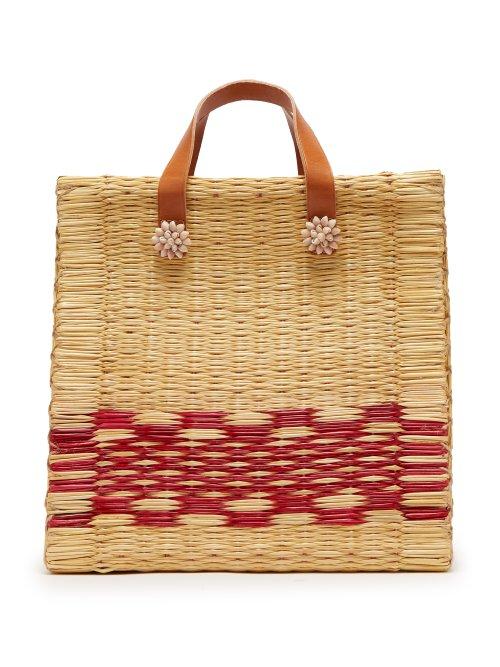 Matchesfashion.com Heimat Atlantica - Shell Embellished Straw Bag - Womens - Red Multi