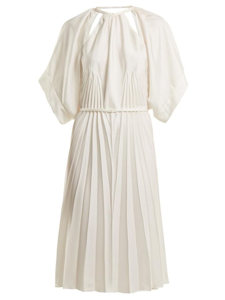 Maison Margiela Pleated Cut-out Satin Dress